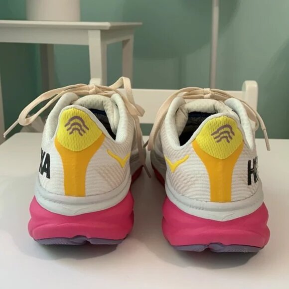 Hoka Women's Shoes - White, Pink, Yellow - Picture 2 of 6